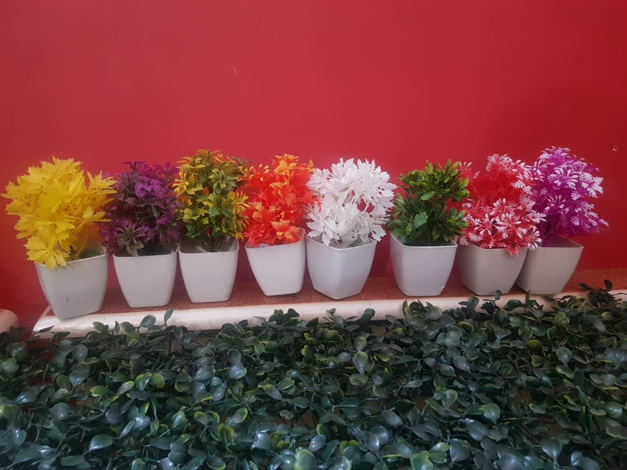 Pack of 12 Plant Artificial Decoration Piece with pot Best for home & Office Decoration purpose