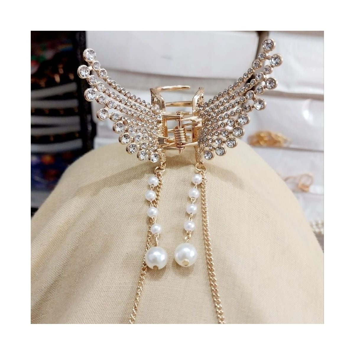 Stylish Butterfly Pearl Jewellery Ketcher with chain and moti for Girls