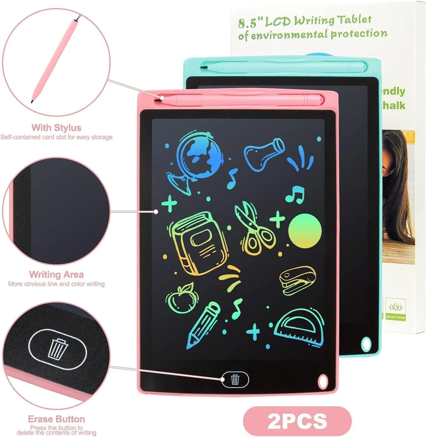 8.5 inch LCD Writing Tablet for Kids Toys Single and multi Color Doodle Drawing Tablet Pad
