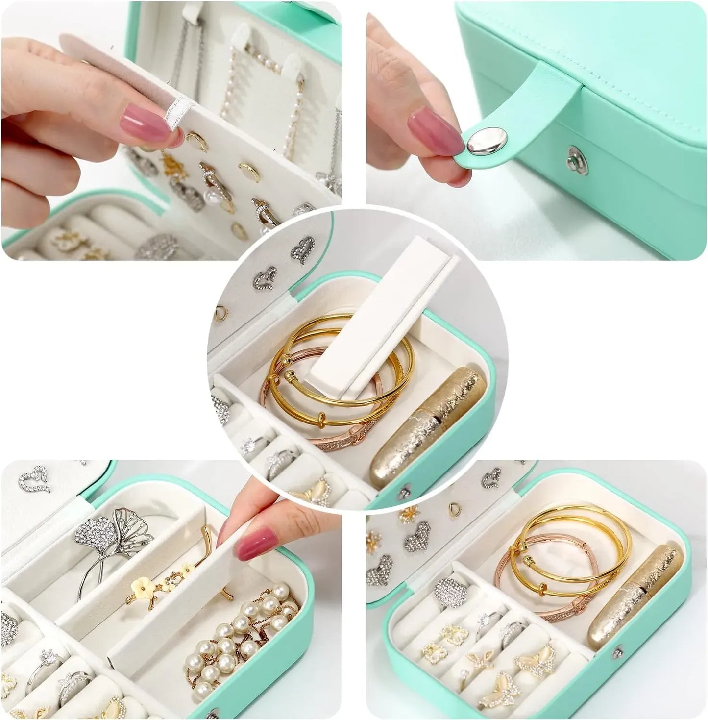 Travel Jewelry Box Jewelry Organizer for Double Layer Portable (Jewelry not included)