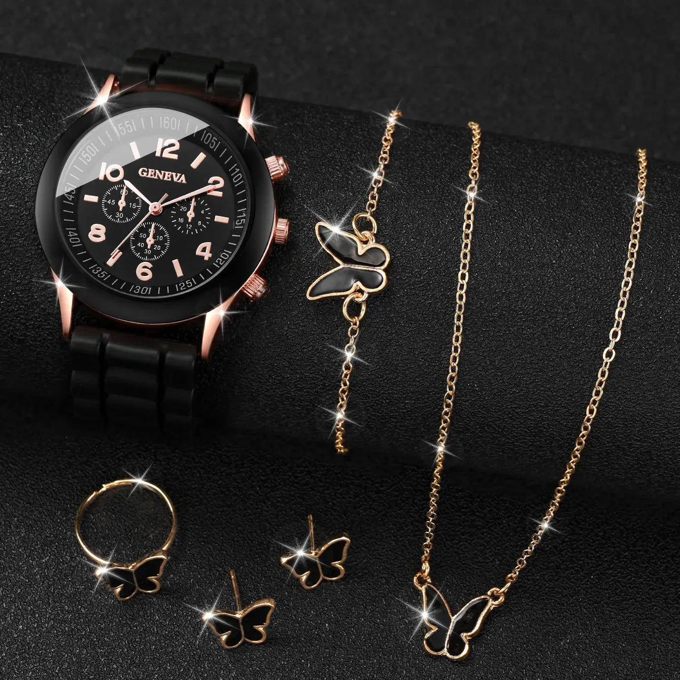 5/6PCS Women Watches Fashion Jewelry Set