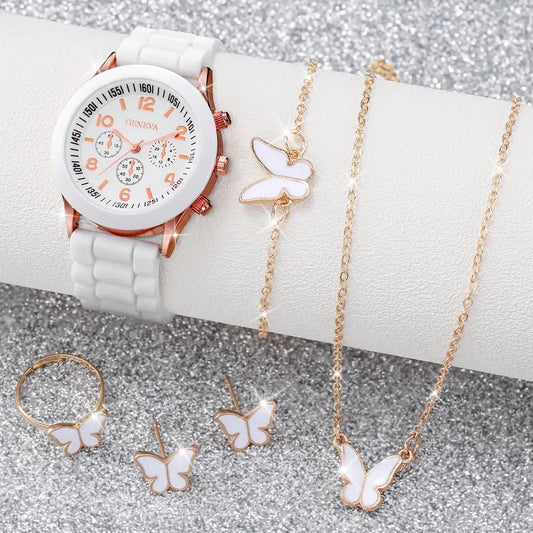 5/6PCS Women Watches Fashion Jewelry Set