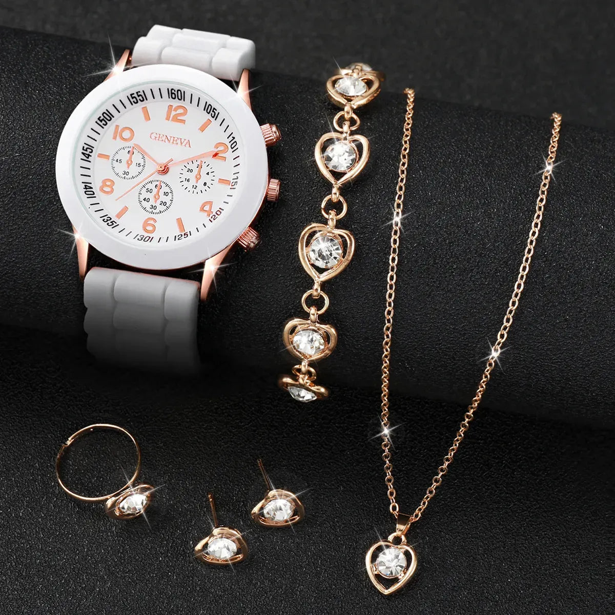 5/6PCS Women Watches Fashion Jewelry Set