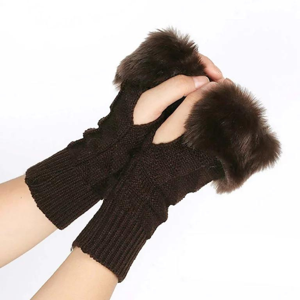 Fashion Women Faux Rebbit Fur Gloves Hand Wrist Warmer Winter Fingerless