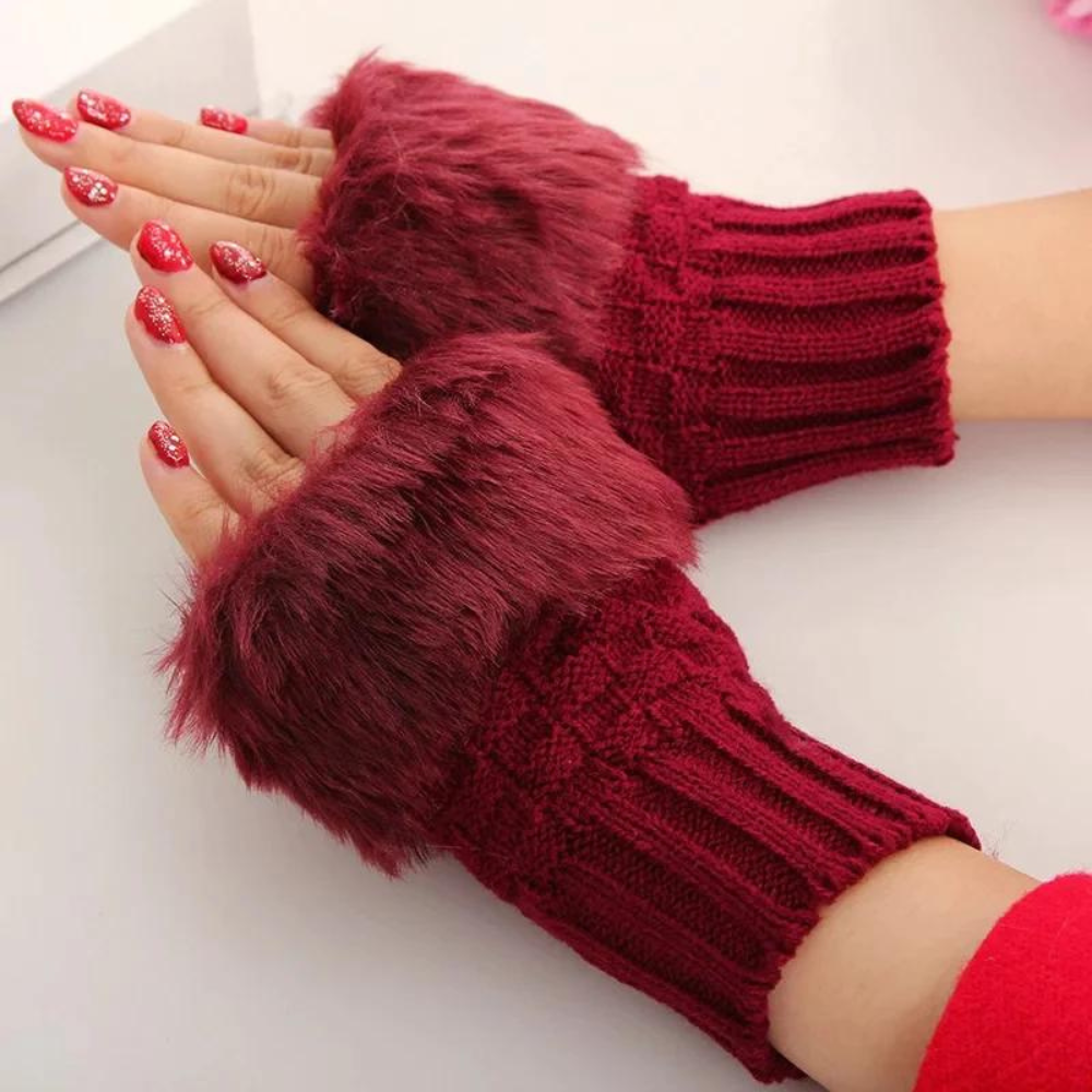 Fashion Women Faux Rebbit Fur Gloves Hand Wrist Warmer Winter Fingerless