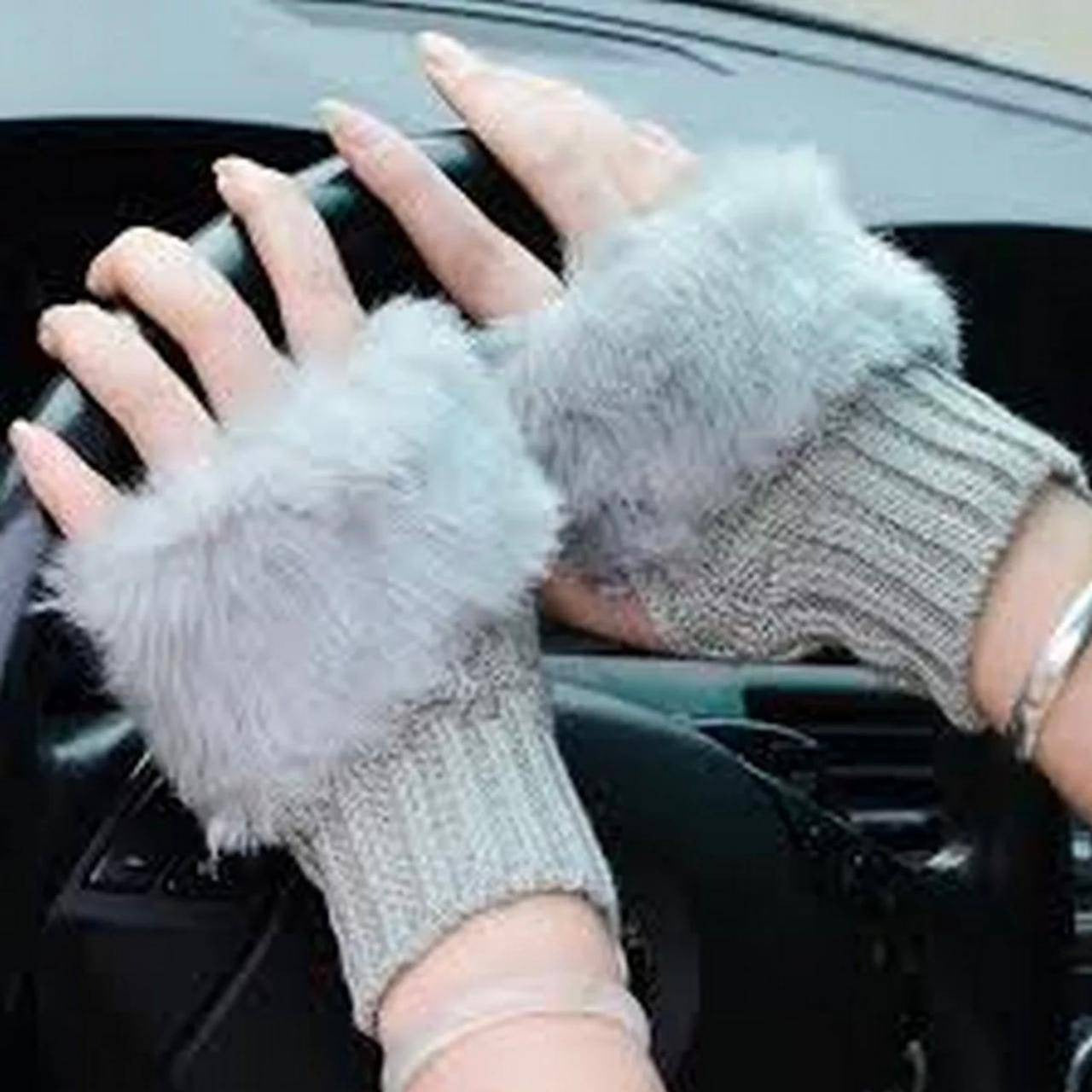 Fashion Women Faux Rebbit Fur Gloves Hand Wrist Warmer Winter Fingerless