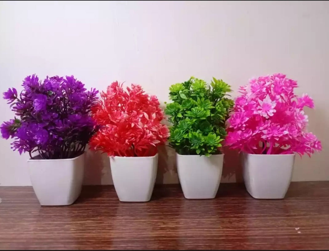 Pack of 12 Plant Artificial Decoration Piece with pot Best for home & Office Decoration purpose