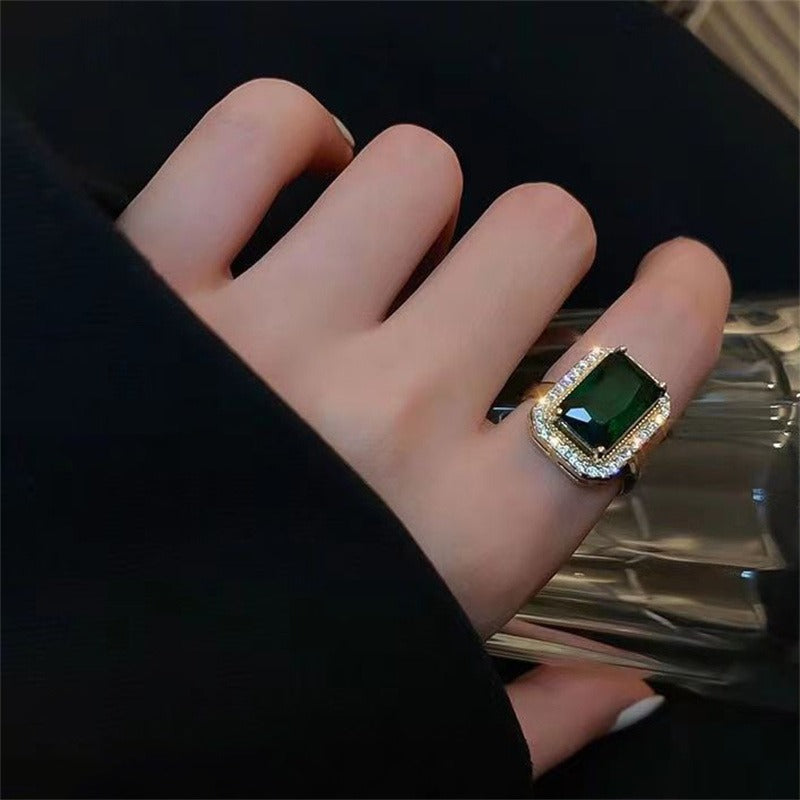 3Pcs Emerald Crystal Titanium Steel Necklace