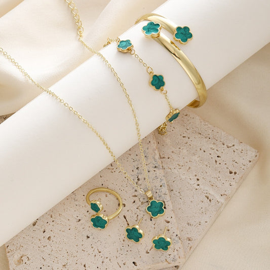 Fashion Alloy Jewelry Set Plum Blossom Five Leaf Flower