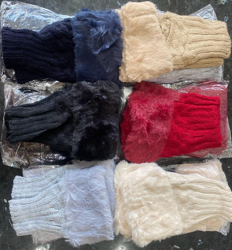 Fashion Women Faux Rebbit Fur Gloves Hand Wrist Warmer Winter Fingerless