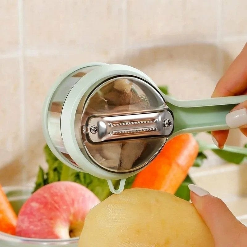 Ultra Sharp Stainless Steel Peeler with Peelings Storage Bucket | Double-Sided Grater & Fruit Planing Scraper