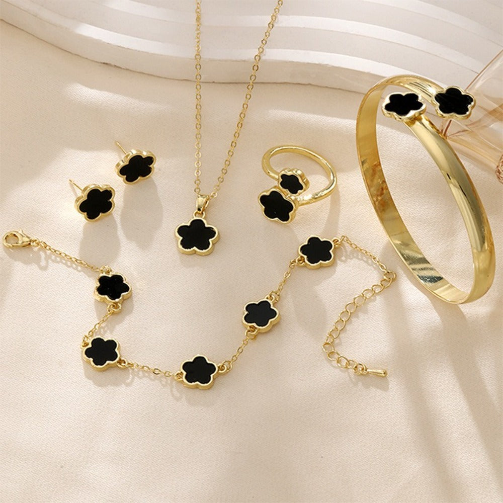 Fashion Alloy Jewelry Set Plum Blossom Five Leaf Flower
