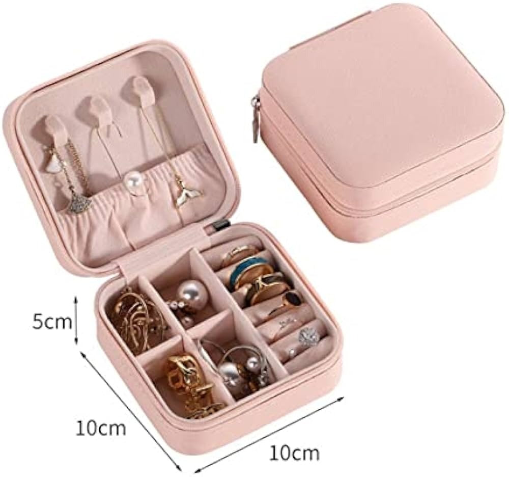 Leather Jewellery Organizer Box with Zipper | Ear Rings & Necklace_Bracelets Holder