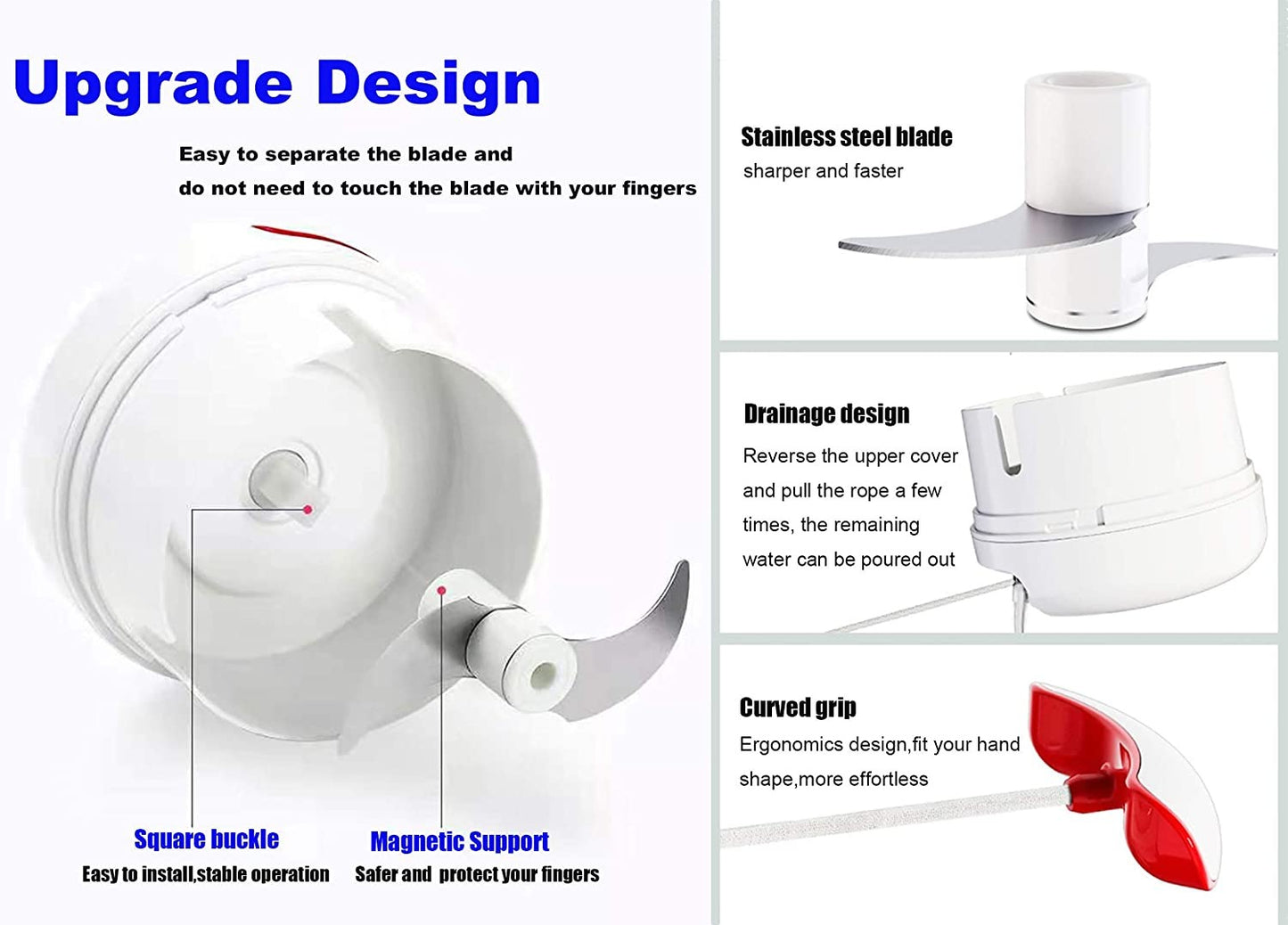 Mini Speedy Manual Chopper, Hand Pull Grinder Grill Vegetable Meat Slicer 170ML