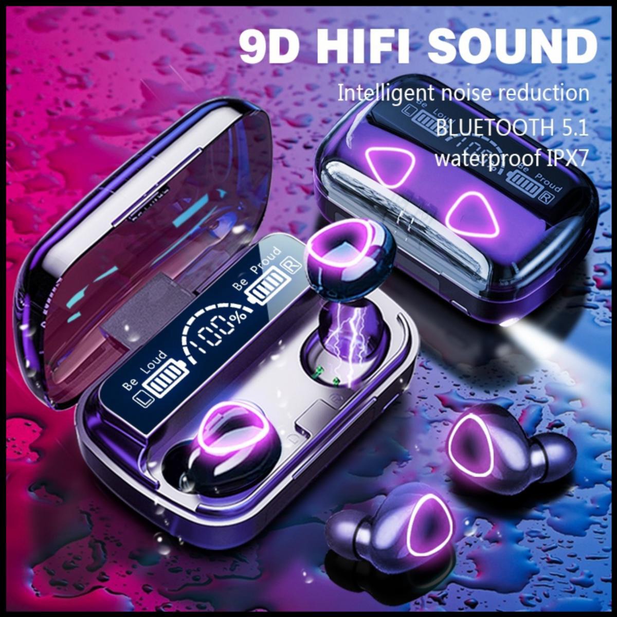 M10 TWS Wireless Earbuds Bluetooth 5.1 Touch Control Waterproof LED Display