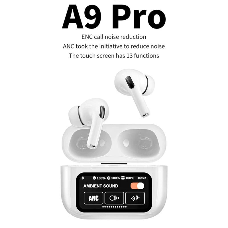 A9 PRO Wireless Bluetooth Earbuds - Digital Display, ANC + ENC, Wireless Charging