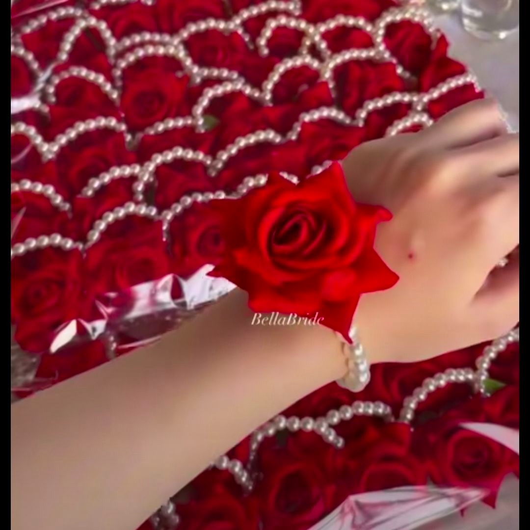 Handmade Artificial Floral Jewelry Set Pink Rose