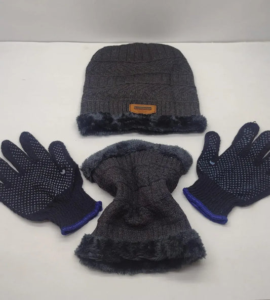 Beanie Cap-wool cap with neck warmer for men women winter cap for Unisex with free bike gloves Random colors